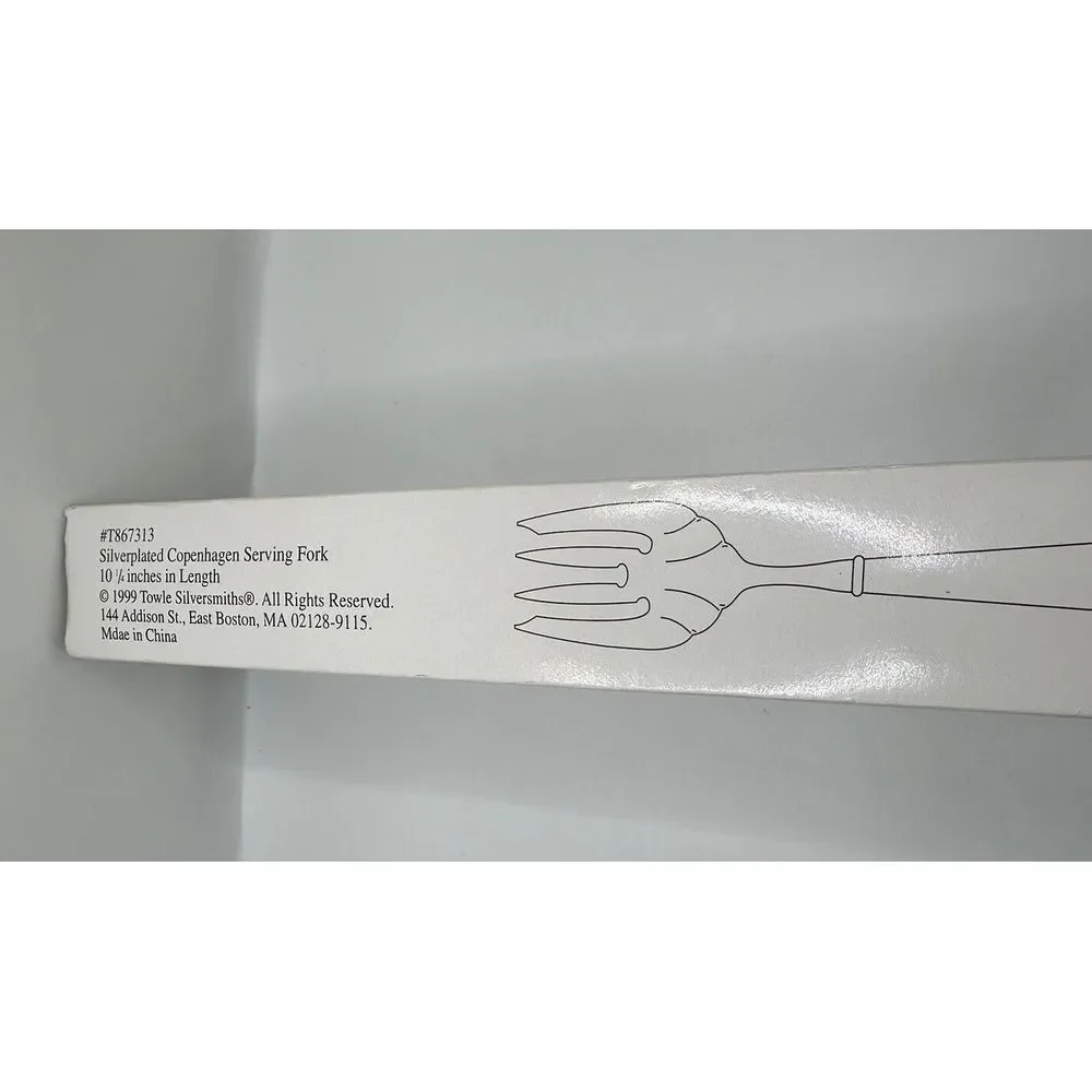 Towle Silverplate Copenhagen Large Serving Fork Server in GreenVelvet Box 10 1/4